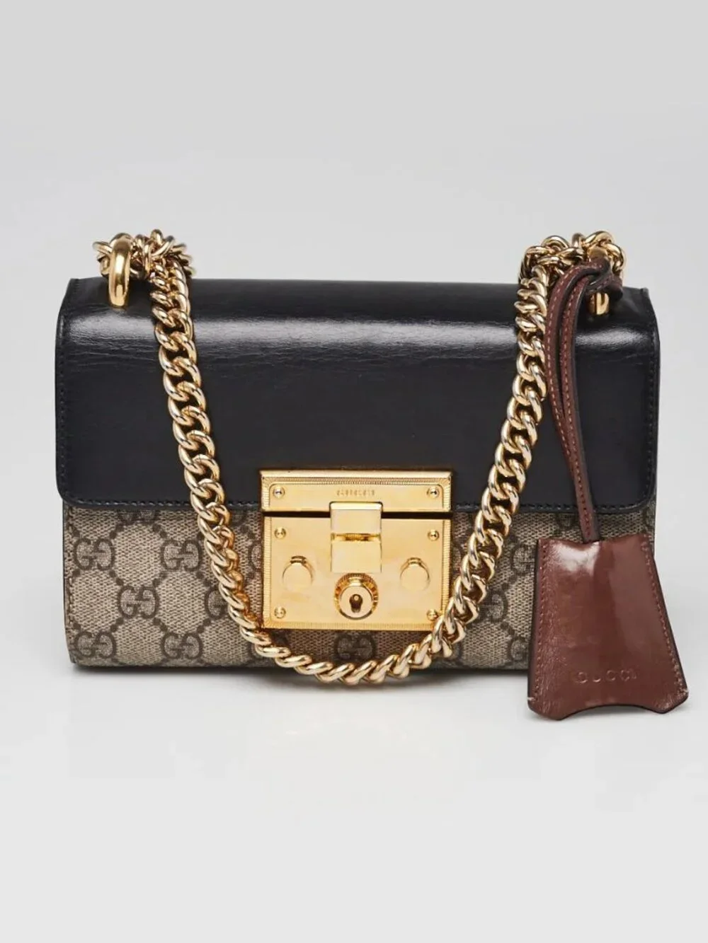 Gucci Beige/Black GG Supreme Coated Canvas Padlock Small Shoulder Bag - Picture 2 of 11